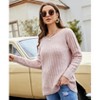 Women Fall Tops Pullover Sweaters Rib Texture Soft Knitwear with Crew Neck 2025 Trendy Back Strap Tie Pullovers Elegant Jumper - 2 of 4