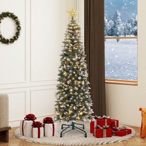7.5ft Pre-Decorated Pencil Christmas Tree with 1075 Tips and 68 Pine Cones - 1 of 4
