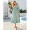 Coolmee Women's Summer Dress Backless Square Neck Half Sleeve Dress Smocked Ruffle Hem Maxi Dress Beach Dress - 3 of 4