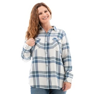 Aventura Clothing Women's Edie Long Sleeve Collared Neck Button Down Shirt - 1 of 4