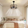 POWLIG 18.5" Black Industrial Cage Ceiling Fan with Lights - 4-Light, ABS Blades & Twine Accents, Remote Control - 4 of 4