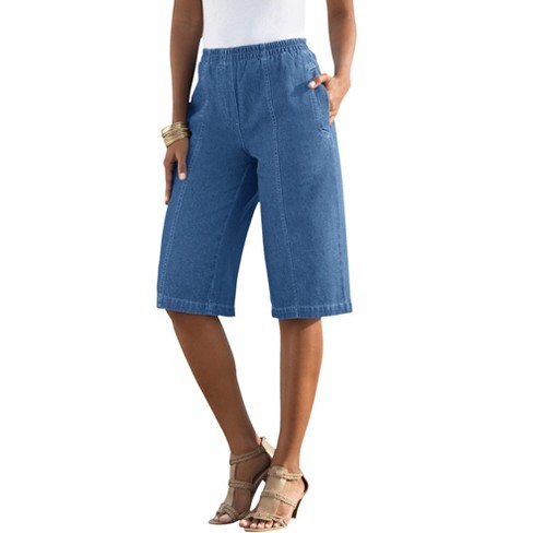 Roaman's Women's Plus Size Complete Cotton Bermuda Short - 16 W, Blue ...