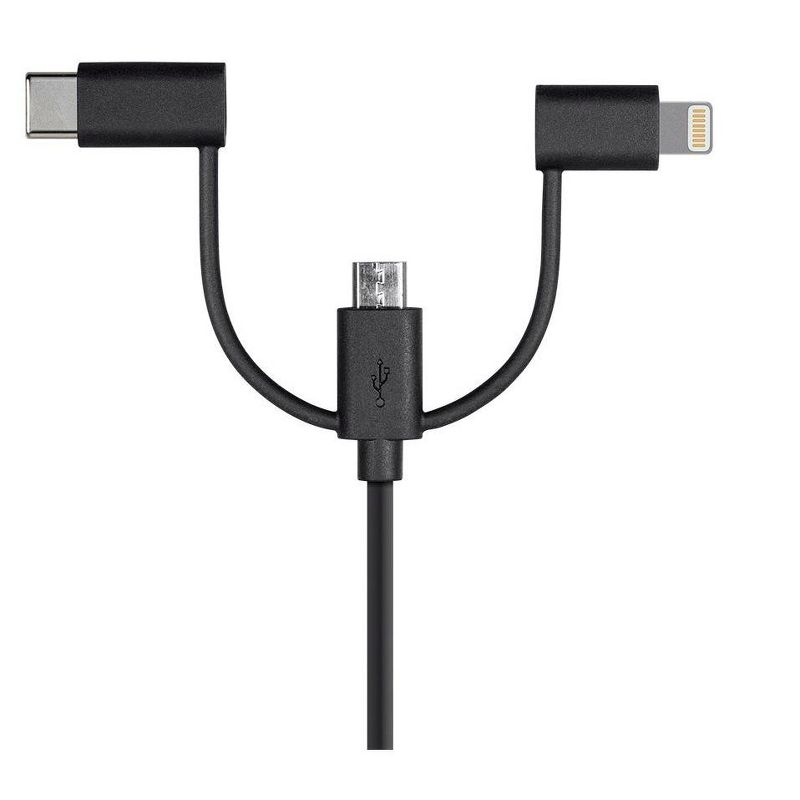 Monoprice USB & Lightning Cable - 3 Feet - Black | MFi Certified USB to Micro USB + USB Type-C + Lightning 3 in 1 Charge & Sync Cable, 5 of 7
