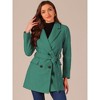INSPIRE CHIC Women's Notch Lapel Double Breasted Belted Mid Long Outwear Winter Coat - 2 of 4