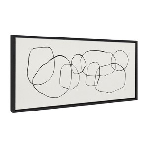 Kate and Laurel Sylvie Dancing Circles Framed Canvas by Teju Reval of SnazzyHues, 18x40, Black - 1 of 4