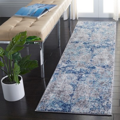 Abstract Energy Gray and Navy 2' x 9' Synthetic Runner Rug