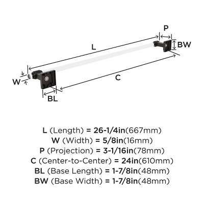 24 Inch Clear and Oil-Rubbed Bronze Wall Mounted Towel Bar