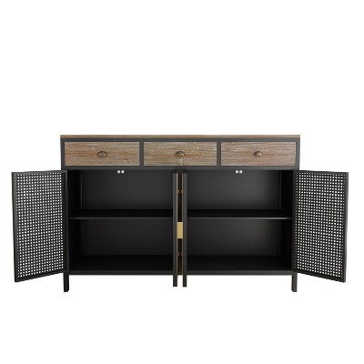 NicBex 47.64 Inch 4-Door Modern Sideboard Storage Cabinet with Drawers for Living Room,Office and Entryway,Dark Gray