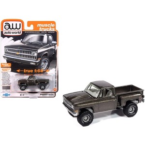 1981 Chevrolet Silverado Stepside Pickup Truck Graystone Metallic "Muscle Trucks" Series 1/64 Diecast Model Car by Auto World - 1 of 4