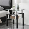 Lirago Tempered Clear Glass Sofa Table-2-Layer Storage End Table with Modern Waterfall Edge 17.71"Wx17.71"Lx20.47"H - 2 of 4