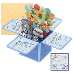 Unique Bargains 3D Pop-Out Gold Foil Birthday Card with Greeting Card and Envelope - 1 of 4
