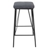 LeisureMod Millard Bar Stool Set of 2 - Upholstered in Faux Leather, Black Metal Frame, Adjustable Height, Modern Design - 3 of 4