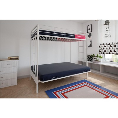 White Twin Loft Metal Frame with Futon and Slats