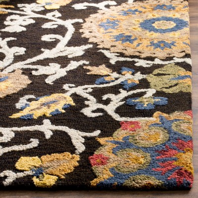Handmade Charcoal and Multi Wool Tufted Floral Area Rug