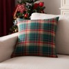 Lomsoe 2pcs Plaid Throw Pillowcase Grid Style Christmas Green and Red Plaid Cover American Country Christmas Throw Pillowcase. - 3 of 4
