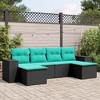 vidaXL Patio Sofa Set Black Sofa, Blue Cushions - Black and Blue Without Table - 2 of 4