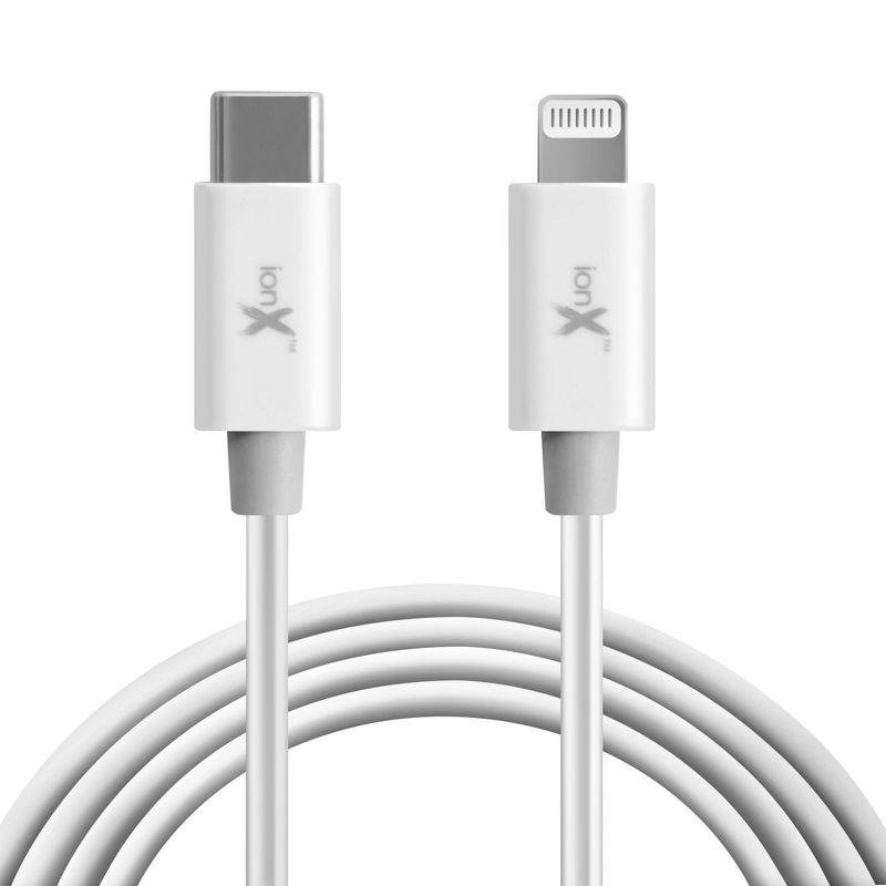 ionX 6.6FT USB-C to Lightning Charging Cable (MFI Certified) Compatible With iPhone, iPad, and iPod, White, 1 of 9