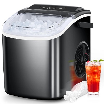 ZAFRO Ice Maker Countertop, Portable Ice Machine with Self-Cleaning, 26.5lbs/24Hrs, 9 Bullet Ice Cubes in 6 Mins, Ice Basket and Scoop, Ideal for Home