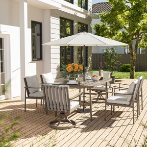 HAPPATIO Patio Outdoor Dining Set, Aluminum Patio Dining Set Includes 1 Outdoor Dining Table with Umbrella Hole and Dining Chairs for Lawn, Porch. - 1 of 4