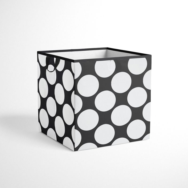 Bacati - Dots/Pin Stripes Black/White Storage Box Small, 1 of 5