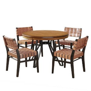 Christopher Knight Home Joseph 5pc Wood and Iron Dining Set Brown/Light Brown - 1 of 4