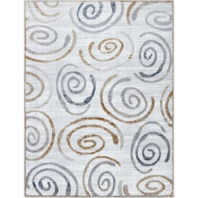 LunaLulinlk White Multi 5 ft. 3 in. x 7 ft. Area Rug