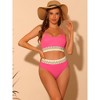 Elerevyo Women's High Waisted Ribbed Adjustable Spaghetti Straps Push Up Swimsuit Bathing Suits 2 Pcs - 4 of 4