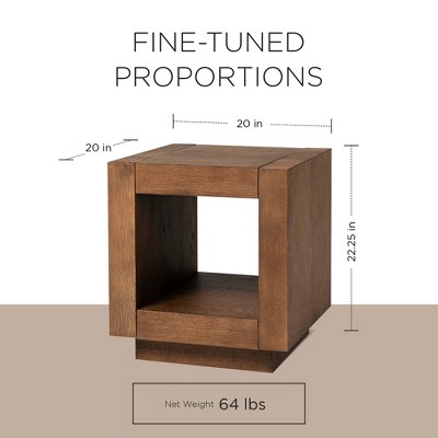 Artemis Refined Brown Wooden Cube Side Table with Shelf
