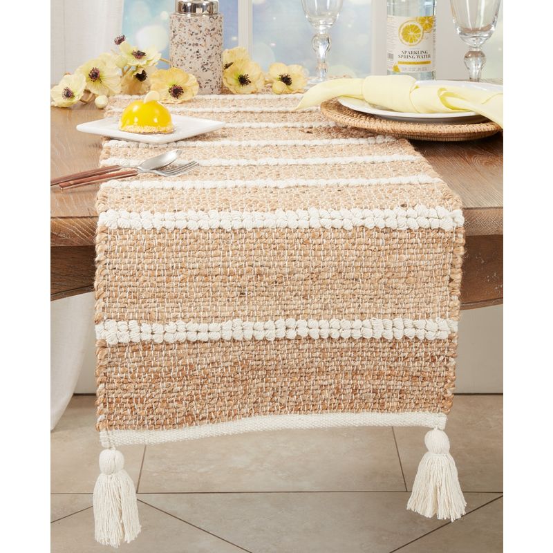 Saro Lifestyle Rustic Charm Woven Stripe Table Runner, 3 of 4