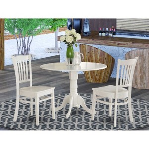 HomeStock  5 Piece Kitchen Table & Chairs Set Includes a Round Dining Room Table with Dropleaf and 4 Dining Chairs, 42x42 Inch, Linen White - 1 of 4