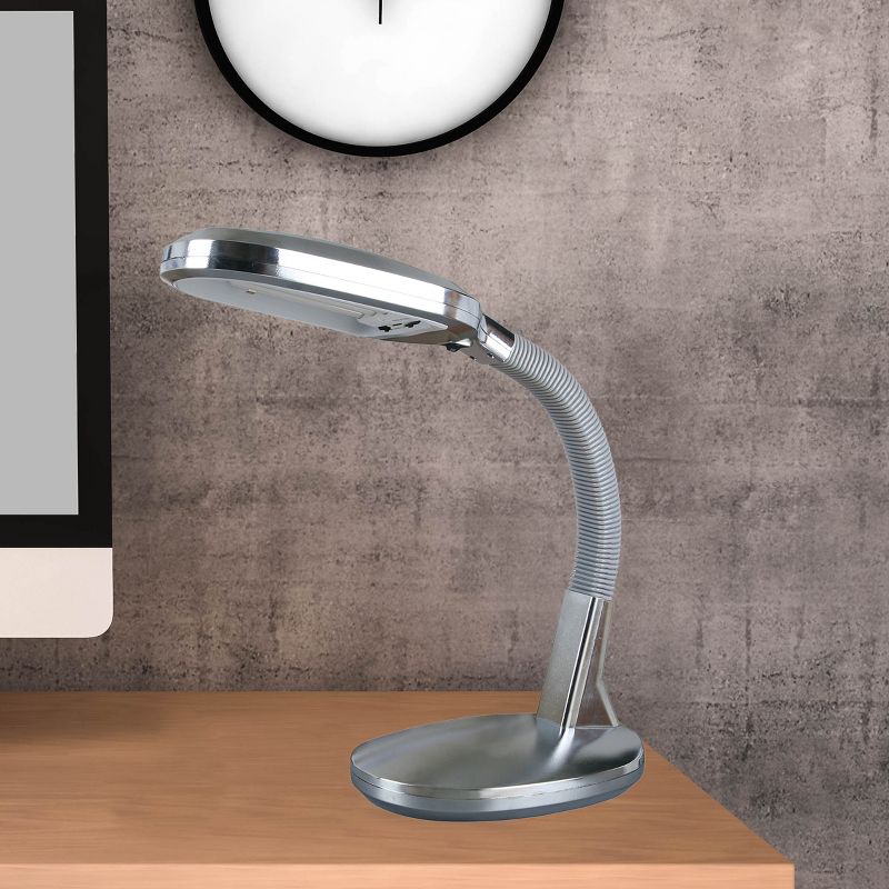 Hastings Home Natural Sunlight Desk Lamp with Adjustable Gooseneck for Home and Office - Silver, 2 of 5