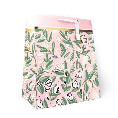 Extra Large Floral Gift Bag with Foil White/Pink/Gold - Spritz™