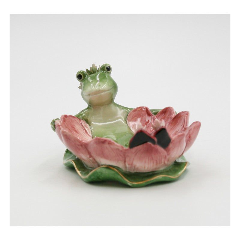 Kevins Gift Shoppe Ceramic Frog in Water Lily Soap Dish, 1 of 5