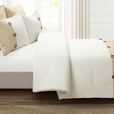 King Linen Button Cotton Farmhouse Comforter Set