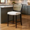 HomeRoots 26" White Black and Natural Fabric Rattan and Solid Wood Counter Height Bar Chair - 2 of 4