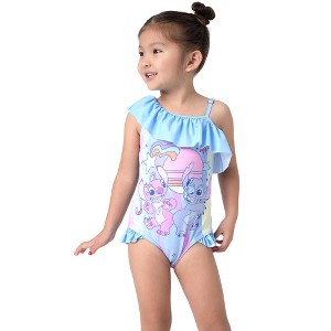 Disney Mickey Mouse & Friends Girls One Piece Swimsuits Ruffles Swimwear Beach Sport Bathing Suit 3-10Y - 1 of 4