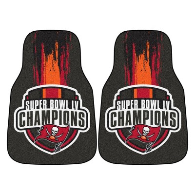 NFL Super Bowl LV Champions Tampa Bay Buccaneers 27"x17" Carpet Car Mats 2pk