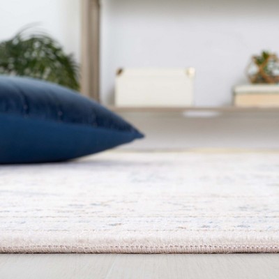 Ivory and Blue Synthetic Hand-knotted Rectangular Area Rug, 5' x 7'