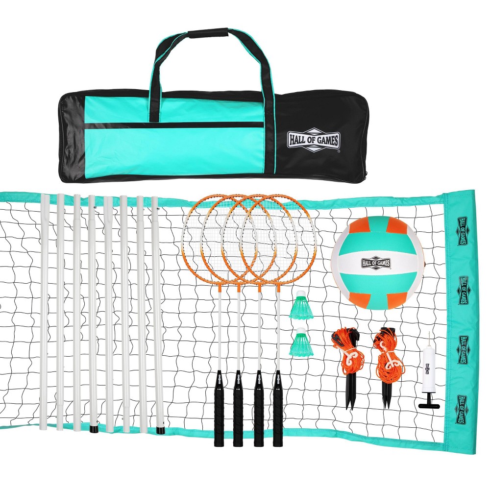 Hall of Games 85'' x 2'' Competitor 20' Volleyball and Badminton Net Set with Accessories