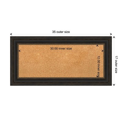 Natural Cork Board with Bronze Beaded Frame, 39" x 22"