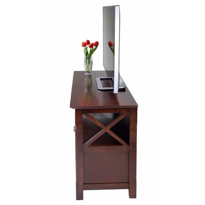 Transitional Cappuccino Brown 44" TV Stand with Cabinet Storage