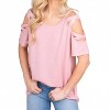 Women's Crisscross Cold Shoulder Solid Top - HEIMISH USA M - 2 of 4