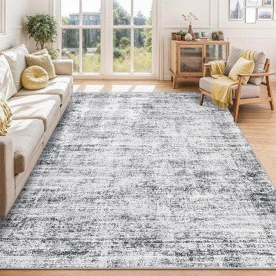 Runner Rug, Soft Vintage Distressed Washable Rug Runners for Hallways Non-Slip Kitchen Runner, Low Pile Neutral Carpet Runners