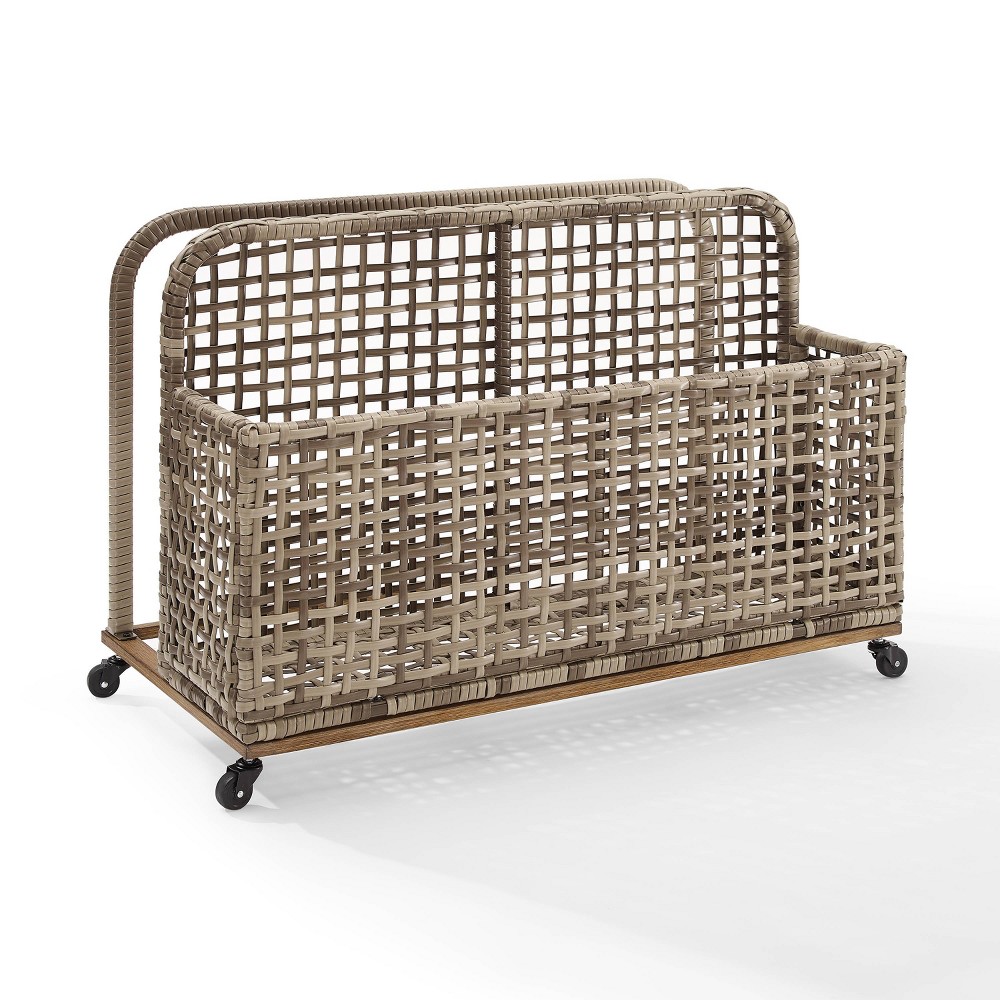 Photos - Garden Furniture Crosley Ridley Outdoor Wicker & Metal Pool Storage Caddy - Gray  