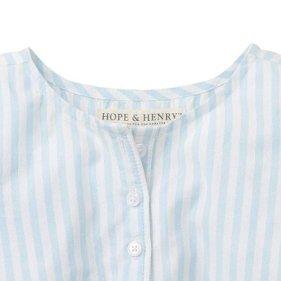 Hope & Henry Girls' Peasant Top With Embroidery (White and Blue Stripes, XX-Small) — фото 2