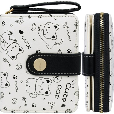 FATMOON Women’s Cat Pattern Wallet - Stylish,Easy to Use & Multifunctional Credit Card Holder with ID Window for Travel,Daily Use