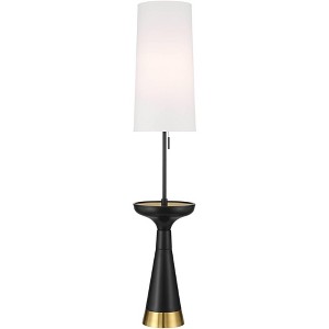 Possini Euro Design Otis Mid Century Modern 66" Tall Standing Floor Lamp Tray Table Pull Chain Black Gold Metal Living Room Bedroom House Reading - 1 of 4