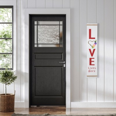 Love Lives Here White Wooden Valentine's Day Porch Sign