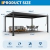 10X12 ft Louvered Pergola - Aluminum Frame with Independent Adjustable Rainproof Top, Perfect for Deck, Garden & Backyard - 4 of 4