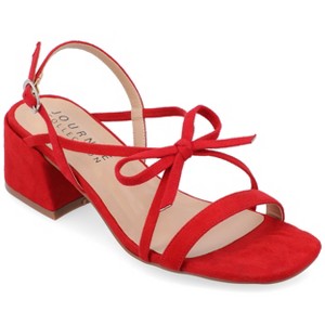 Journee Collection Womens Amity Sling Back Multi Strap Block Heel Sandals - 1 of 4